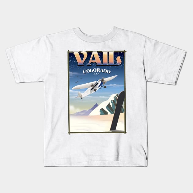 Vail Colorado vintage travel poster Kids T-Shirt by nickemporium1